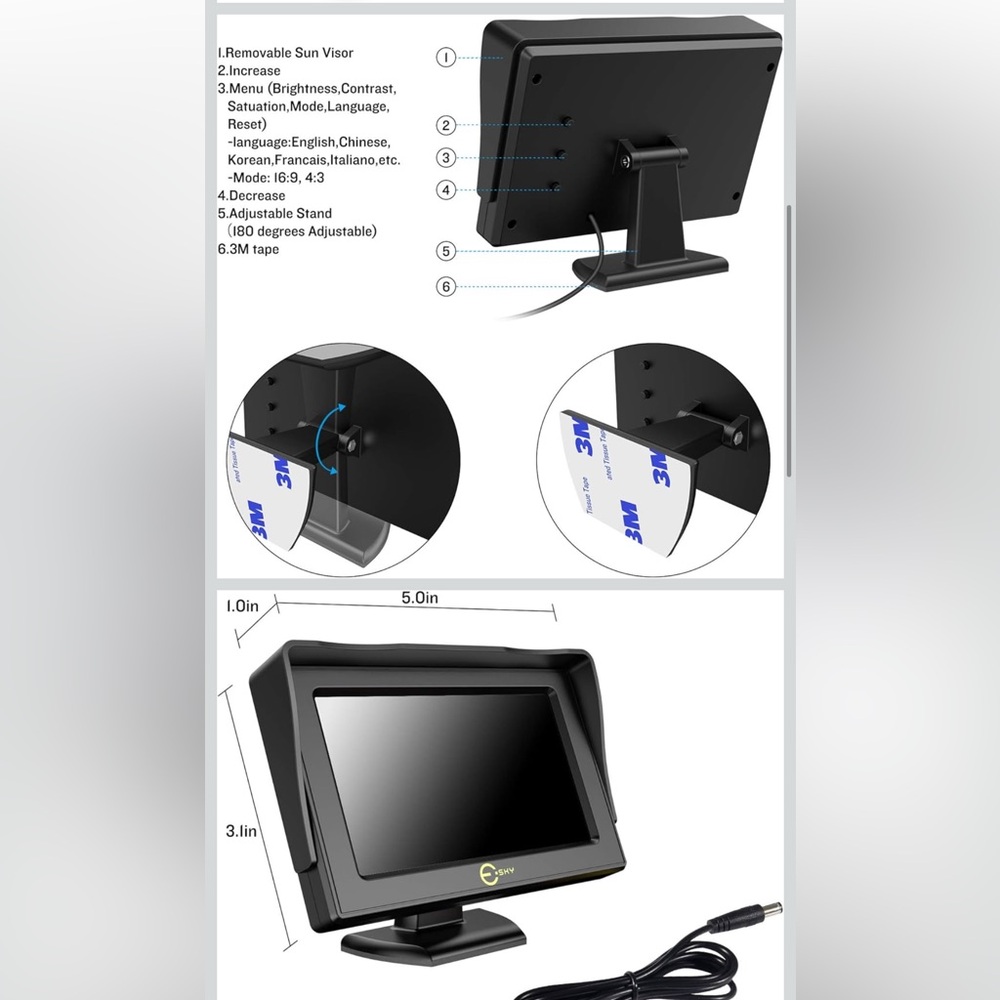 Waterproof Rear-View Camera and Monitor Set - Picture 9 of 10